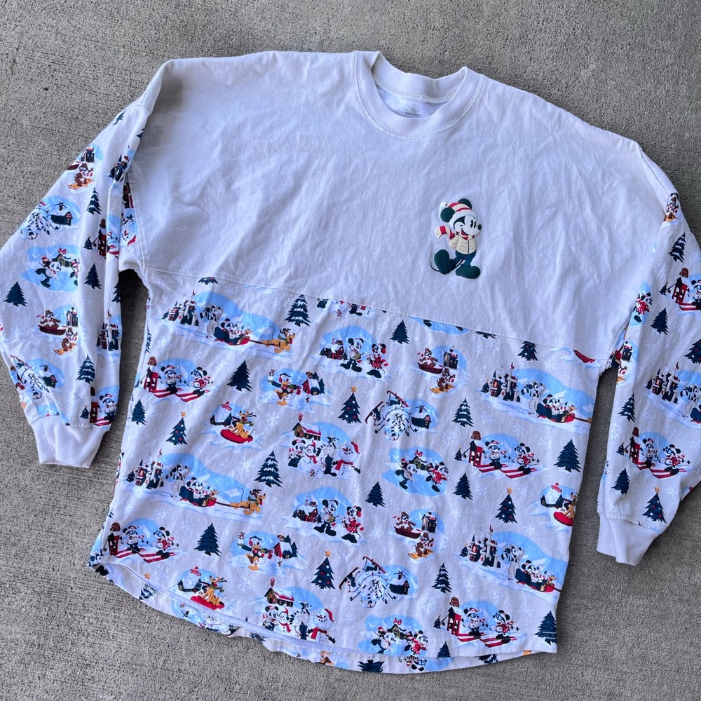 Disney Spirit Jersey Mickey Mouse Holiday Long Sleeve 2021 Snow Much Fun Top View 4